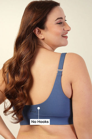 247 Extra Support Cotton Feeding Bra with Adjuster - Blue