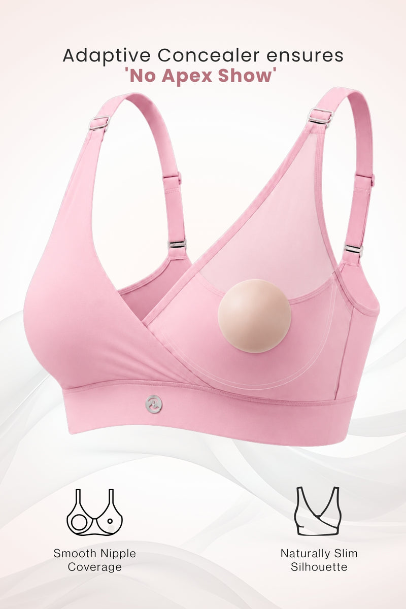 247 Extra Support Cotton Feeding Bra with Adjuster - Melange Pink