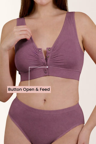 Ruched Pack of 2 Modal Front-Open Bra - (Lavender, Matcha)
