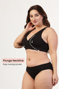 247 Extra Support Cotton Feeding Bra with Adjuster - Black