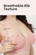 Lira Ribbed Cotton Nursing Padded Bra - Rose Gold