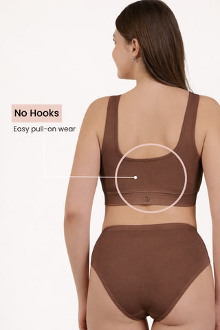 Ruched Modal Front-Open Bra - Brown