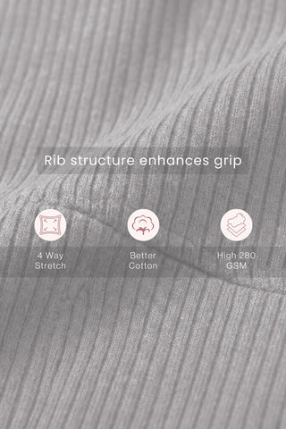 Sera Fine Rib Mid Rise Hipster - Grey Melange