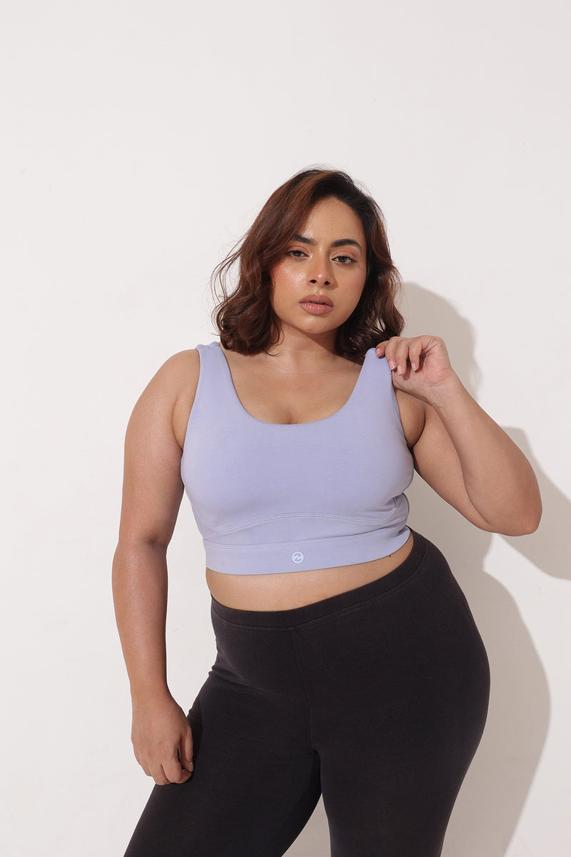 Sculpt & Lift Cotton Sports Bra - M-Blue