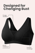 Fixed Padded Modal Maternity Bra with Support - Black