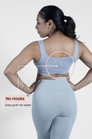 Silver Grey Ruched Bra detail; cotton blend fabric provides comfort and durability.