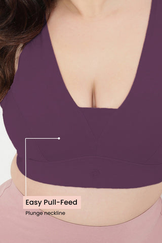 SecureFit Cotton Fixed-Pad Feeding Bra - Mauve Rose