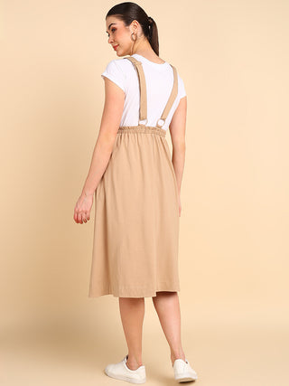 Beige 100% Cotton Jersey Pregnancy Skirt with Detachable Strap & Pockets