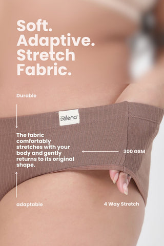 Sera Broad Rib Mid Rise Hipster - Mocha