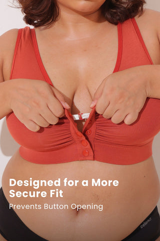 Ruched Modal Front-Open Bra with G-Hook - Rust