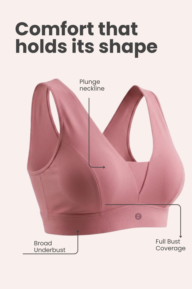 SecureFit Cotton Fixed-Pad Bra - Mauve Rose
