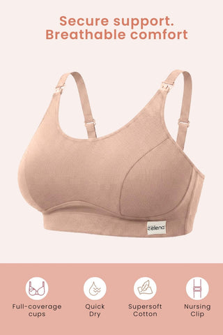 Riva Fine Rib Bra & Mid Rise Panty Set - Skin