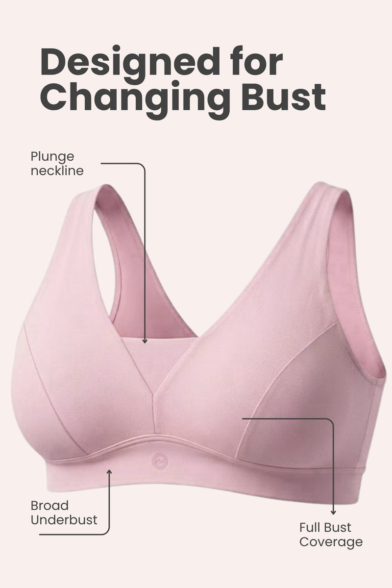 Fixed Padded Modal Maternity Bra with Support - Light Pink