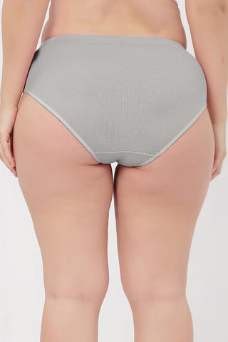 Sera Fine Rib Mid Rise Hipster - Grey Melange