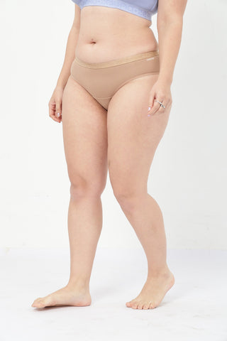 Zena Fine-Rib Bra & Cotton High-Rise Hipster - (Soft Blue & Light Skin)