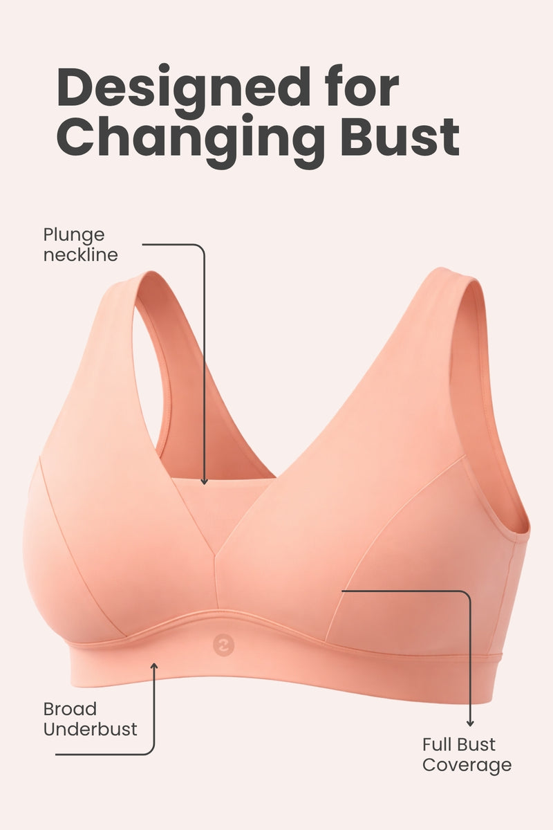 Fixed Padded Modal Maternity Bra with Support - Coral