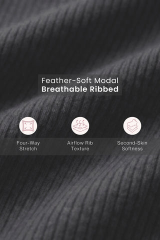 Zena Fine-Rib Bra - Grey Melange