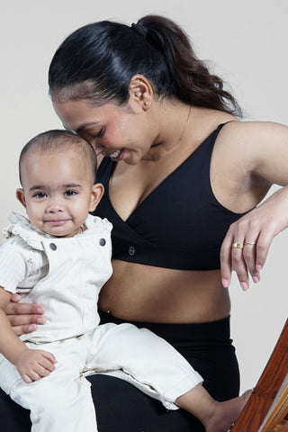 247 Extra Support Cotton Feeding Bra with Adjuster - Black