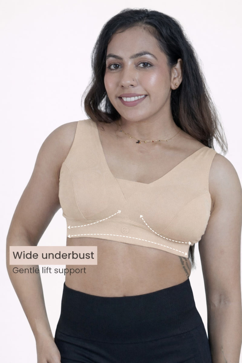 Fixed Padded Modal Maternity Bra with Support - Light Skin