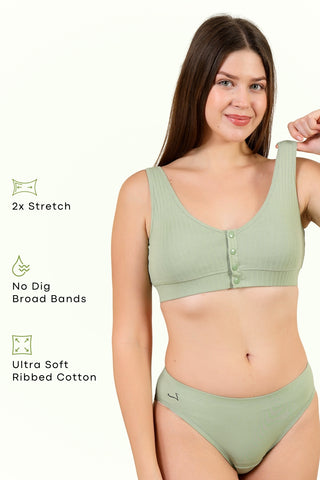 Ribbed Cotton Pista Lounge Bra