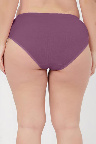 Sera Fine Rib Bra & Mid Rise Panty Set - Purple