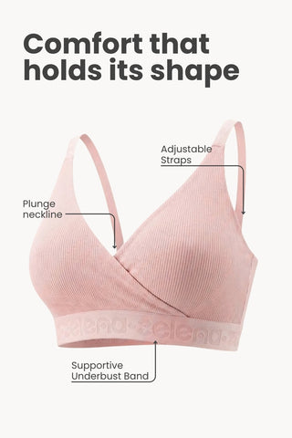 Zena Fine-Rib Bra Pack of 2 - (Rose Gold & Grey Melange)