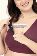 Natural Shape Wide Rib Bra - Dark Berry