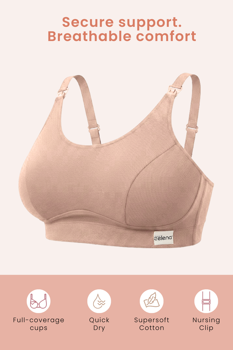 Riva Fine-Rib Cotton Feeding Bra - Skin