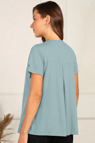 Sage Green Front & Back Pleated Zipless Nursing Top