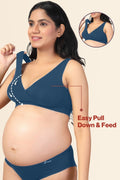 Teal Padded Bra detail; Lenzing Modal fabric composition ensures comfort and softness.