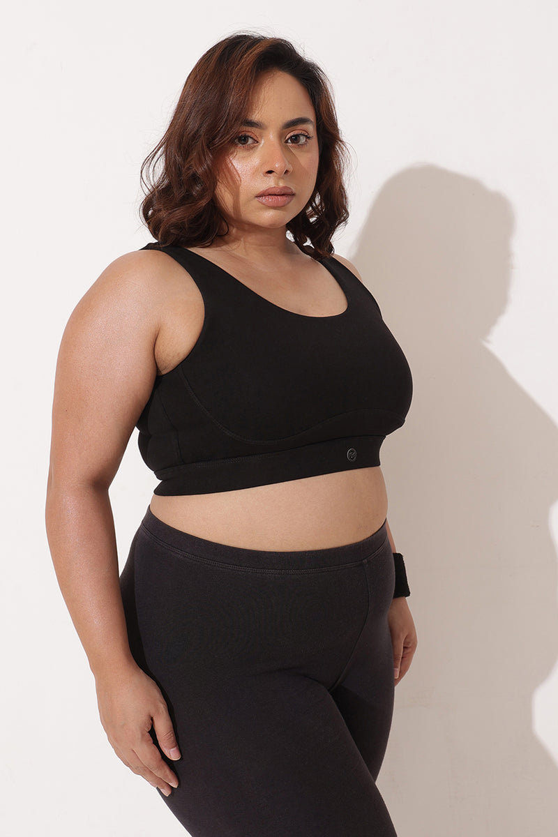 Sculpt & Lift Cotton Sports Bra - Black