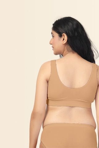 247 Modal Pack of 3 Padded Maternity Feeding Bra (Black, Skin, Light Pink)