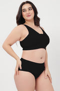 Sera Fine Rib Mid Rise Hipster - Black