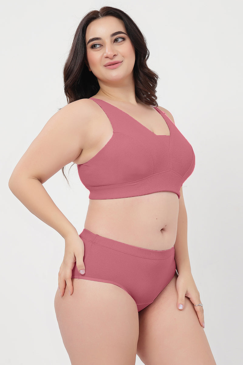 Sera Fine Rib Mid Rise Hipster - Blush