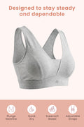 SecureFit Cotton Fixed-Pad Bra - Grey Melange