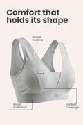 SecureFit Cotton Fixed-Pad Bra - Grey Melange