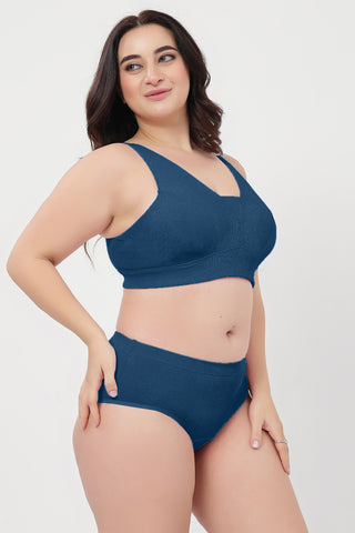 Sera Fine Rib Mid Rise Hipster - Airforce