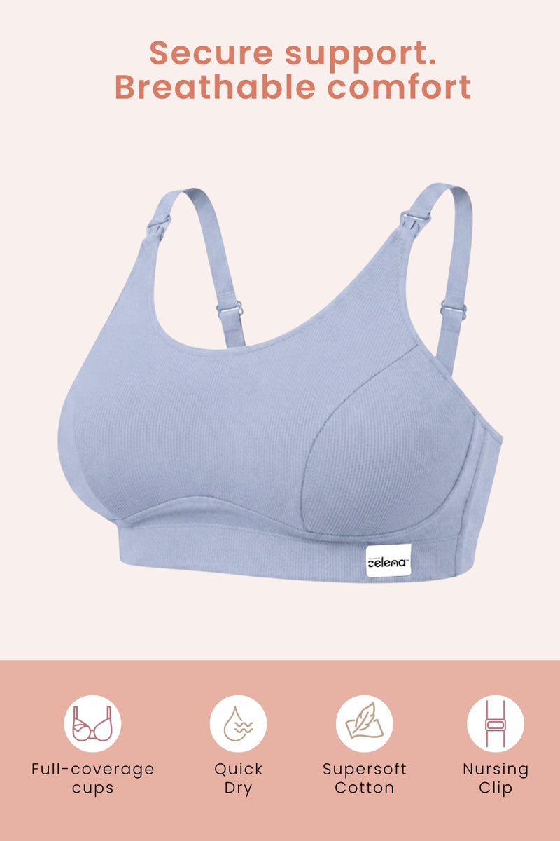 Riva Fine-Rib Cotton Feeding Bra - Mist