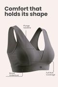 SecureFit Cotton Fixed-Pad Bra - Dark Grey