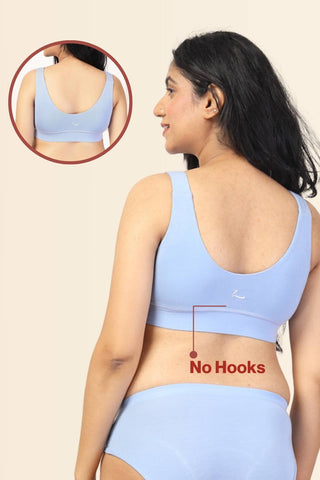 Light Blue Padded Bra: Fixed cups ensure smooth coverage and natural shape.