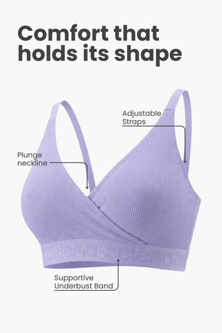 Zena Fine-Rib Bra Pack of 2 - (Lavender & Grey Melange)
