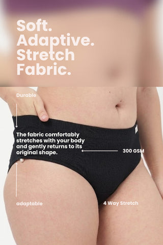 Sera Broad Rib Mid Rise Hipster - Black