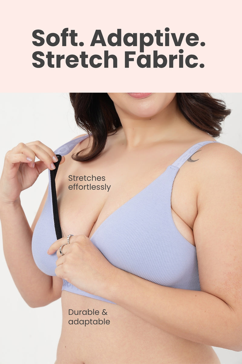 Zena Fine-Rib Bra - Soft Blue