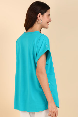 Light Sea Green 100% Soft Cotton Zipless Maternity Feeding Top