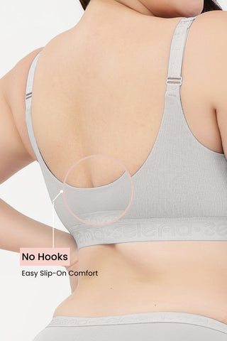 Zena Fine-Rib Bra - Grey Melange
