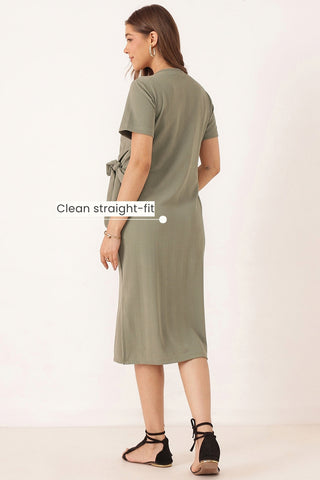 Signature Jacquard Rib Zipless Feeding Dress - Matcha