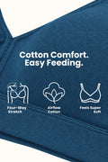 Lira Ribbed Cotton Nursing Padded Bra - Airforce