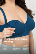 Lira Ribbed Cotton Nursing Padded Bra - Airforce