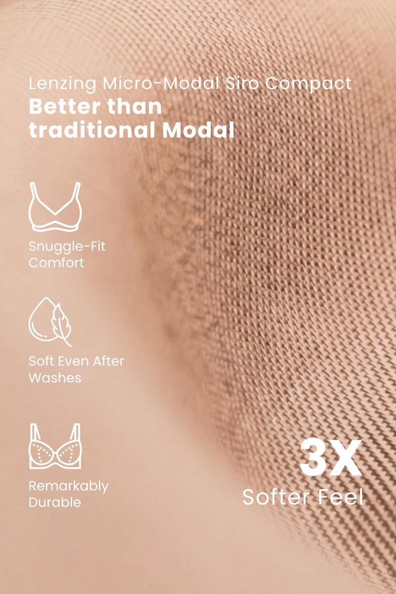 Ruched Modal Front-Open Bra with G-Hook - Nude Almond