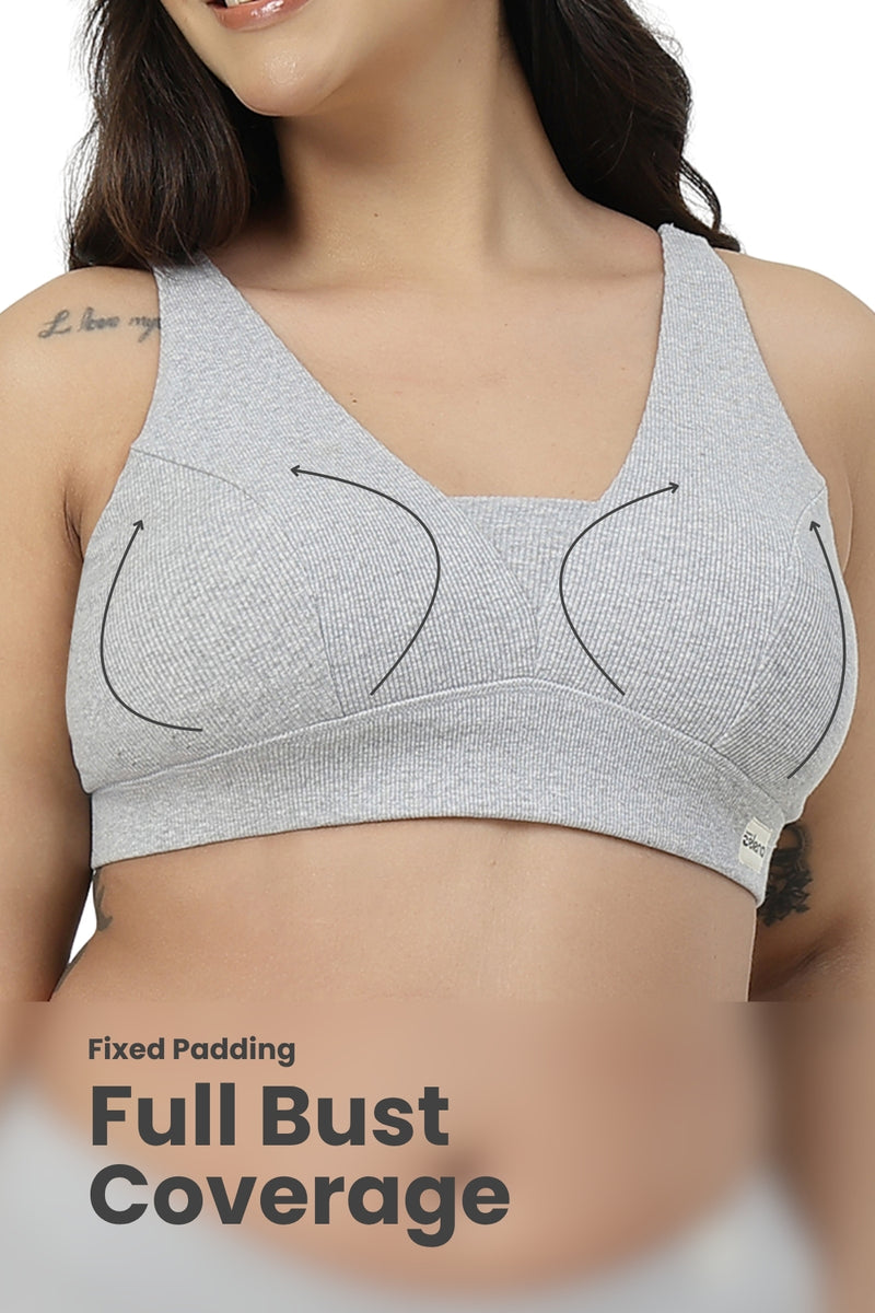 Natural Shape Fine Rib Bra - Grey Melange